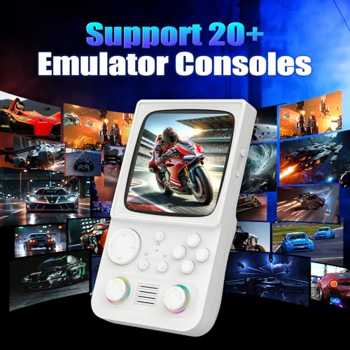 Image of R36TMAX Retro Handhled Game Console, 4.0 Inch Retro Gaming Console with 4000mAh Battery, 128GB TF Card with Video Games, Portable Retro Game Console Supports WiFi Networked Fighting, White