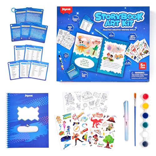 Adventure Storybook Art Starter Kit, Creative Writing for Kids, Write Your Own Book, Art Kit for Kid 6-9, DIY Craft, Scrapbooking & Journal Supplies, Hardcover Comic Book Making Kit, Christmas Gift