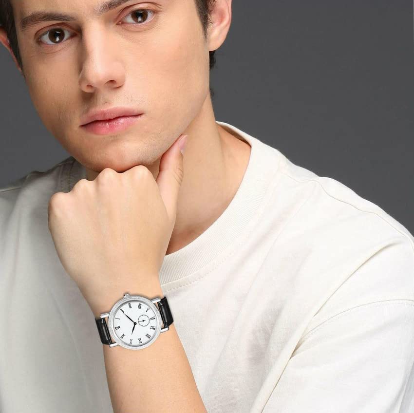 Image of Shocknshop Analog Black Dial Chronograph Leather Strap Wrist Watch for Men -WCH80
