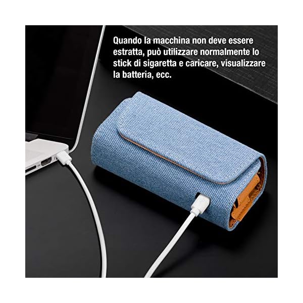 ZITFRI E Zigarette Tasche für IQOS3 / IQOS3 Duo, Hülle aus Leinen und PU-Leder - Organizer für IQOSZubehör, Tasche für E… – Bild 4