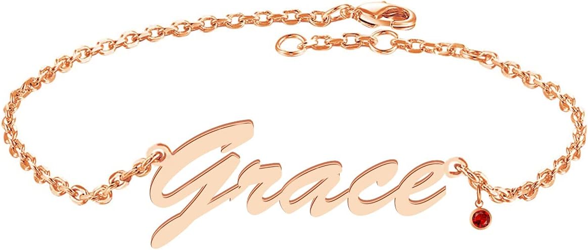 SISGEM 10K 14K 18K Real Gold Nameplate Bracelet for Women Girl, 6, 6.5, 7, 7.5 inch Custom Name Bracelet Personalized Jewerly Gifts for Mom Girlfriend 6’’ 6.5’’ 7’’ 7.5’’