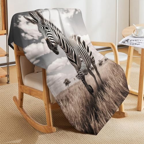 Manta de forro polar de cebra 180x200 cm para sofá y salón 5