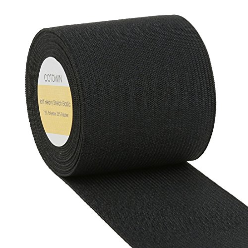 COTOWIN 2.5-Inch Black Knit Heavy Stretch High Elasticity Elastic Band 4 Yards