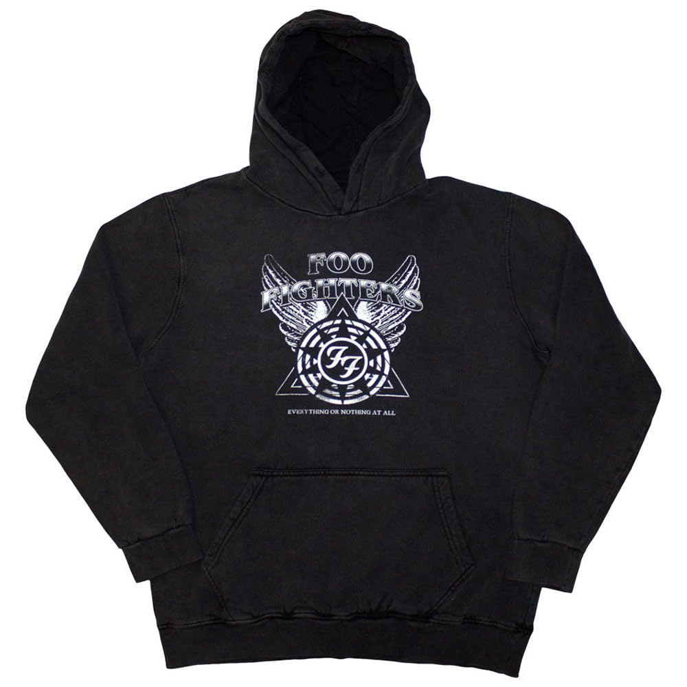 Paradiso Clothing Unisex Grey Foo Fighters Everything Or Nothing At All Pullover Stone Wash Hoodie - S