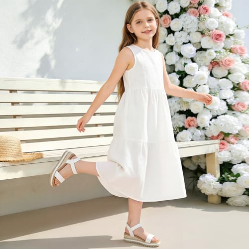 Image of Athlefit Girls Platform Wedge Sandals Open Toe Espadrille Sandals Ankle Strap Summer Dress Shoes for Toddler Little Big Kid