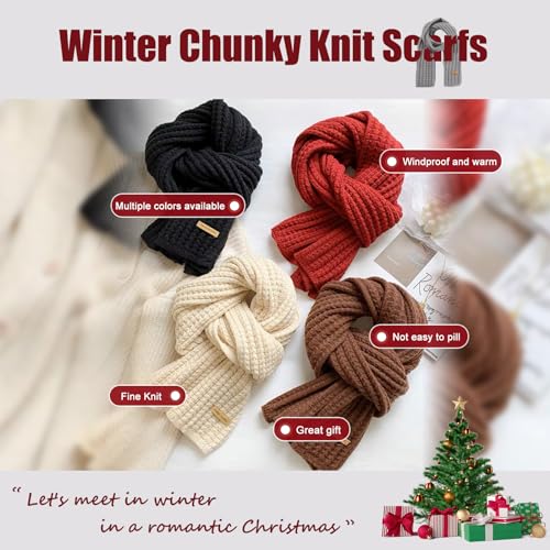 Winter Chunky Knit Scarfs Women's Thick Warm Knit Scarves Soft Long Chunky Knitted Scarf for Outddor Men & Women4
