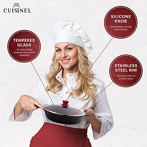 Glass Lid With Steam Vent Hole - 12"-Inch/30.48-Cm - Compatible With Lodge Cast Iron Skillet Pan - Fully Assembled Universal Replacement Cover - Tempered And Oven Safe - Reinforced Stainless Steel Rim #TOP3