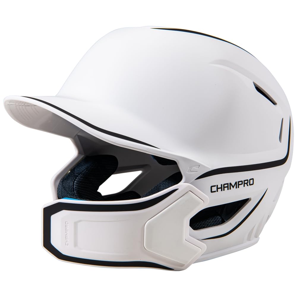 Champro HXE - Casco de bateo de béisbol Mate de Dos Tonos con Protector de mandíbula