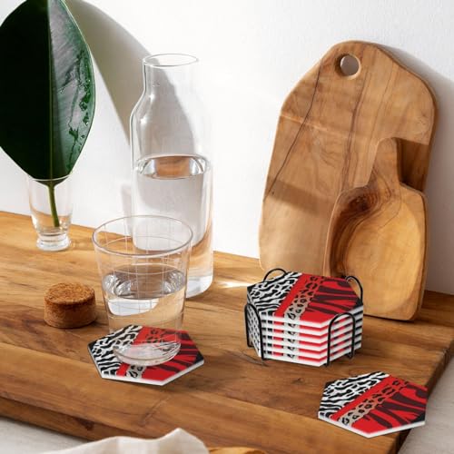 Dessous de verre en céramique rigide style sauvage chic avec support
