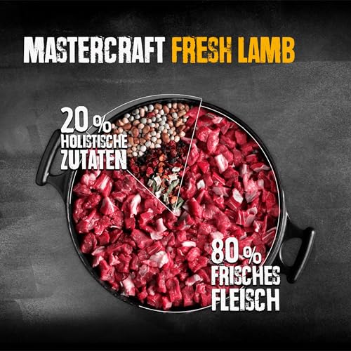 BELCANDO MASTERCRAFT Hundefutter trocken Fresh Lamb, 10kg, Trockenfutter für Hunde mit Lamm, 80% Frischfleisch, getreidefrei, für alle Rassen, Made in Germany