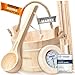 WASSERFELD&reg; Sauna Eimer Set (4 Liter) - Hochwertiger Sauna Eimer mit Kelle, Sanduhr, Thermo- & Hygrometer - Hitzebest&auml;ndiger Saunak&uuml;bel 4L inkl. Einsatz & Hanftrageseil - Sauna Zubeh&ouml;r Set