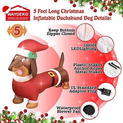 Chien teckel de Noël gonflable 1,5m : décoration jardin extérieure