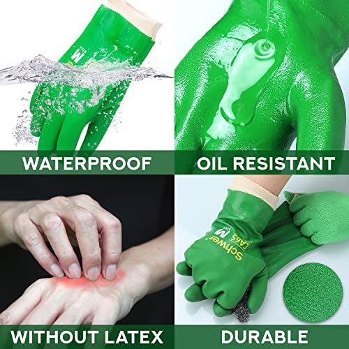 Schwer 11" Pvc Chemical Resistant Gloves, Bamboo Fiber Anti-Sweat And Odor Lining, Waterproof, Cold, Oil, Slip, Acid&Alkali Resistant, -5°C Or Above Heavy Duty Safety Winter Work Gloves, L, 1 Pr #TOP1