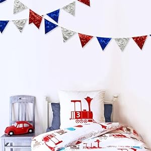 pinkblume Red Blue Silver Decorations Double Sided Sequin Fabric Triangle Pennant Banner Flag Bunting Garland for Nursery Classroom Home Bedroom Wall 4th of July American Veterans USA Holiday Decor pinkblume Red Blue Silver Decorations Double Sided Sequin Fabric Triangle Pennant Banner Flag Bunting Garland for Nursery Classroom Home Bedroom Wall 4th of July American Veterans USA Holiday Decor