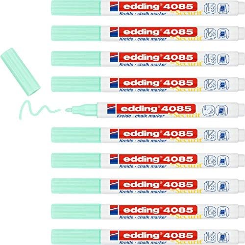 edding 4085 chalk marker - white - 10 chalk pens - round tip 1-2 mm - fine-tipped wet wipe pen for chalkboards, windows, glass, mirrors - liquid chalk marker pens for opaque coverage
