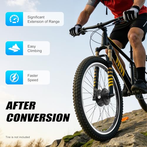 WUSILILU 26" Electric Bike Conversion Kit, 350W 36V Front Wheel Motor E Bike Kit Hub Motor Bicycle BLDC Controller with LCD Display Controller PAS Brake Lever for 26 inch Bikes, 5 Speed Adjustable - Image 4