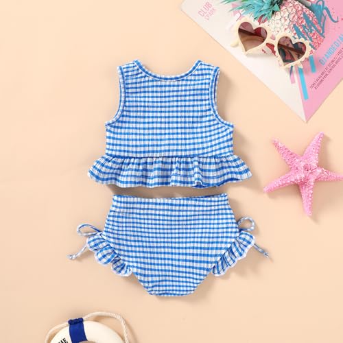 Image of HAPPYMA Baby Swimsuit Toddler Girl Bathing Suit Summer Stripe Bikini Set Beach Two Piece Swim Wear
