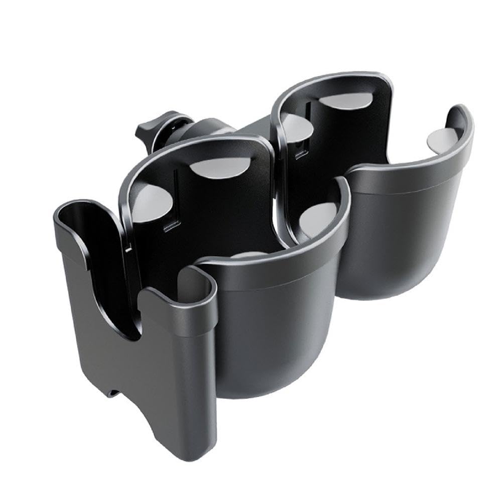 Porte-gobelet double pour poussette - Rotation à 360° - Pour poussette, fauteuil roulant - Aide à la marche - Avec support pour téléphone portable - Porte-gobelet universel