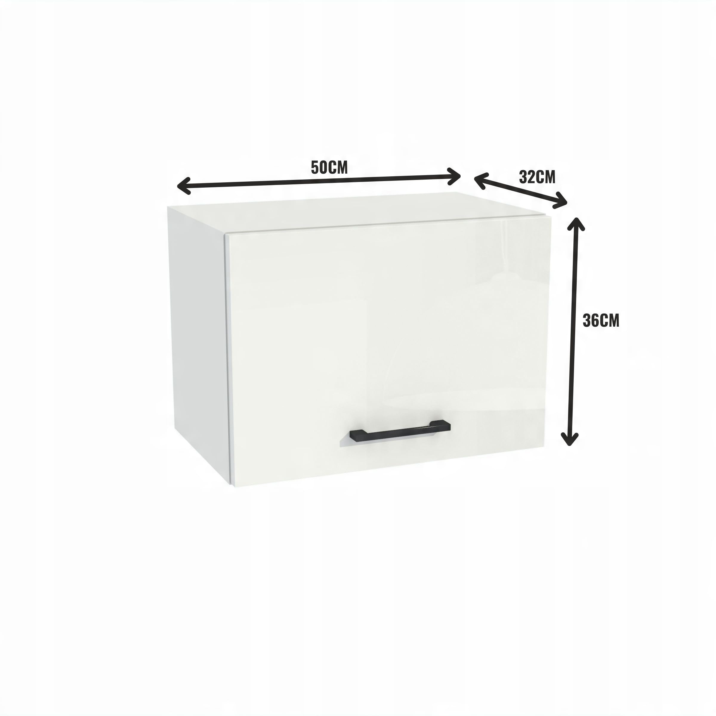Küchenschrank Hängeschrank für Dunstabzugshaube Capri 50x32x36 cm - Soft-Close Tür - moderner Küchenoberschrank für Küche - Dunstabzug - Küchenmöbel - Weiß Acryl Hochglanz/Weiß
