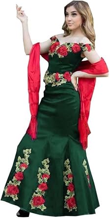 Floral Flower Embroidered Patterned Quinceanera Dresses Mermaid Satin Prom Formal Dress 2026