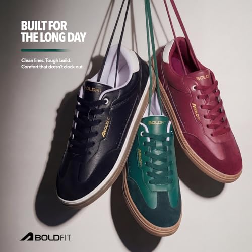 Image of Boldfit Sneakers for Men Casual Stylish Sneakers for Man with Premium PU Leather Upper, Cushioned Insole, Padded Collar, Breathable Lining & TPR Grip Sole Everyday Wear Shoes for Men Klunys Elite