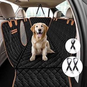 Roilpet Dog Car Seat Cover, 100% Waterproof Dog Hammock for Back Seat with Mesh Window, Non Slip, Durable Pet Backseat Covers for Cars Trucks and SUVs,(54″ W x 56″ L), Black