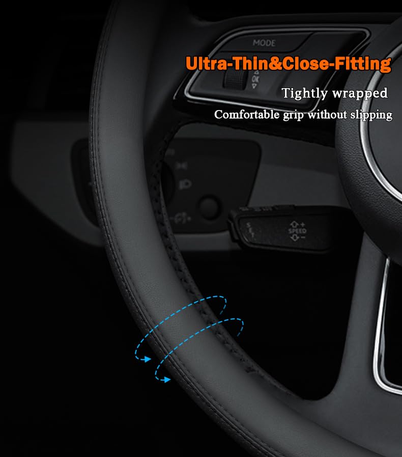 Steering Wheel Cover for Lexus RX350 RX NX200T NX 350 NX300 NX350 ES ES350 IS250 IS350 IS300 RX450h IS460 300 LX LS UX F Sport Car Accessories, 2026 Black Leather 14.5-15 inch - Image 6