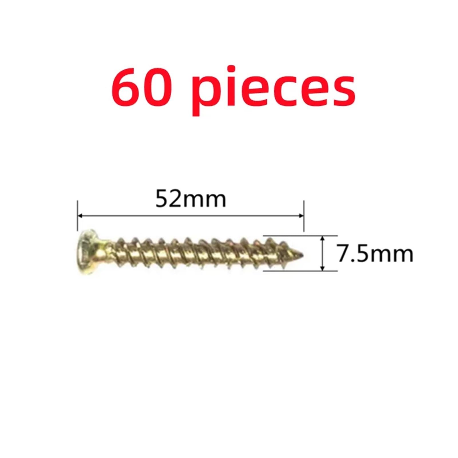 Tornillos de hormigón, Tornillo autorroscante de Pared, Cabezal de accionamiento for fijación de Pared, instalación de Puertas y Ventanas, Perno de expansión de 7,5mm(7.5X52 (60PCS))