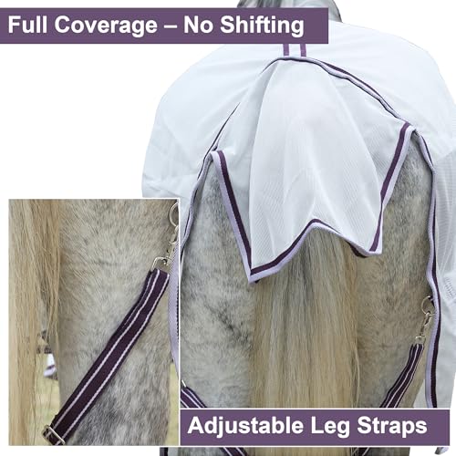 Sábanas para caballos con protección UV LEAFOREST malla transpirable verano cuello estándar 72 7