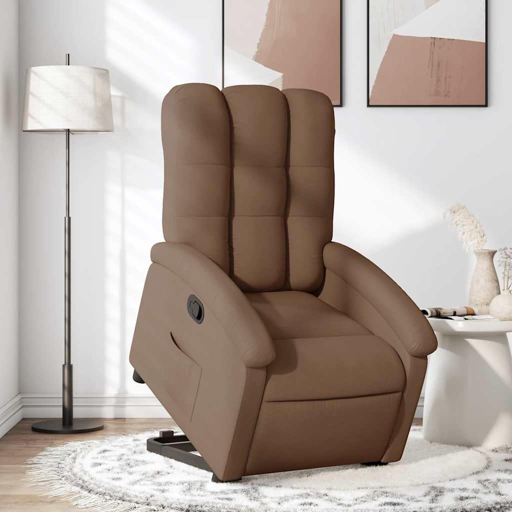 vidaXL Sillón Reclinable Elevable, Silla con Respaldo Reposabrazos, Sillón de Relax Descanso, Asiento Ajustable para Ancianos, Tela Marrón