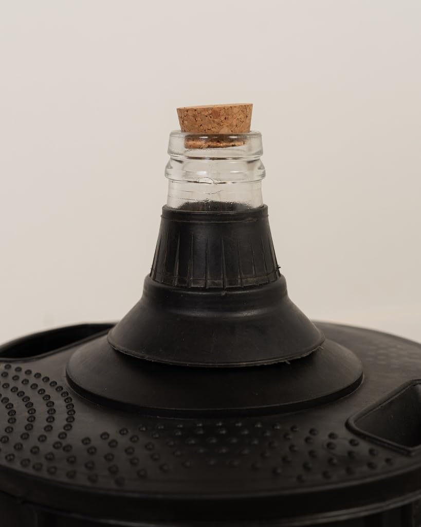 Garrafa de Vidrio con Funda Plástico Negro Tapón Corcho Boca Estrecha, 8L