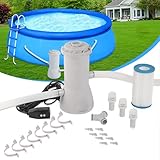 TonGass 1000 GPH Pool Pumps, Above Ground Pool Filter Pump for Swimming Pools 1000 GPH Pumps Flow Rate All-in-One Above Ground Pools Filters Pump Accessories Uses Type A or C Filter Cartridge