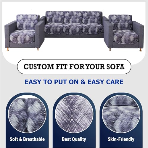 Image of Kuber Industries Shaded Venus Sofa Cover Set | 5-Seater Sofa Slipcover for Living Room & Hall | Gray