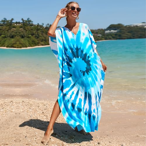 Image of Miss Lavish London Long Kaftan Dress for Women - Summer Printed Plus Size Maxi Caftan