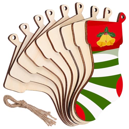 IMIKEYA 50pcs Christmas Unfinished Wooden Stockings Ornaments DIY Wooden Stockings