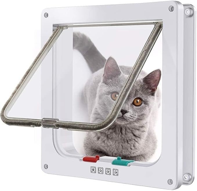 MiniGlypture Cat Flap, 4-Way Locking Cat Door, Pet Door (Female, L)