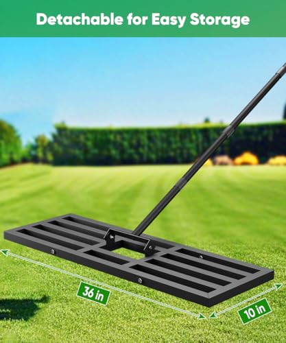 Rastrillo nivelador para césped 36x10 pulgadas con mango ajustable miniatura 2