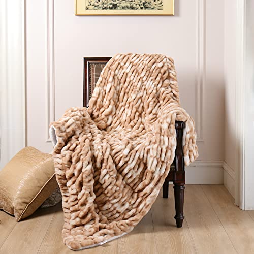 Lifein Faux Fur Throw Blanket For Couch-Super Soft Fuzzy Plush Fur Blanket,Winter Cozy Fluffy Chunky Throw Blanket,Comfy Sherpa Throws&Blankets,Bed,Sofa,Chair,Home Decor (50 * 60'',Khaki) #TOP3