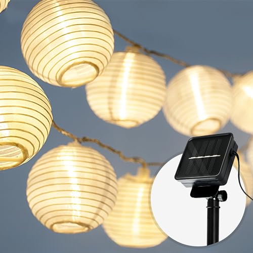 CozyHome Guirlande lumineuse exterieure lampions - 20 lampions LED & 7m I Avec Solaire I Guirlande...