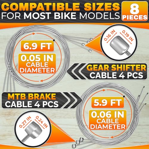 4PC Bike Brake & Shift Cable Kit MTB Brake & Shift Cables