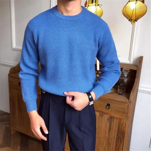 Men's Trendy Slim Fit Sweater Crew Neck Long Sleeve Pullover Japanese Korean Style Knitted Top4