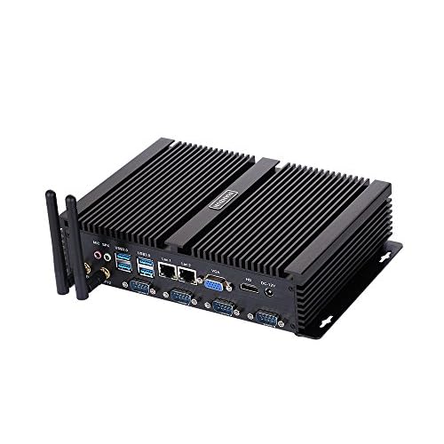 Fanless Industrial PC, Mini Computer, Intel Core I5 3317U, Windows XP / 11 or Linux Ubuntu, HUNSN IM02, WiFi, BT, VGA, HDMI, 2 x LAN, 4 x COM RS232, 4 x USB2.0, 4 x USB3.0, 8G RAM, 64G SSD