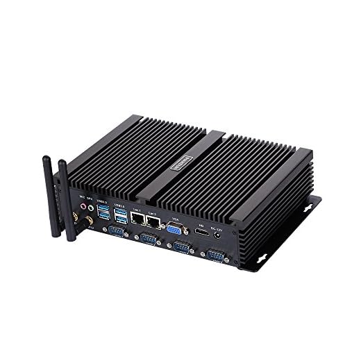 Fanless Industrial PC, Mini Computer, Intel Core I5 3317U, Windows XP / 11 or Linux Ubuntu, HUNSN IM02, WiFi, BT, VGA, HDMI, 2 x LAN, 4 x COM RS232, 4 x USB2.0, 4 x USB3.0, 8G RAM, 64G SSD