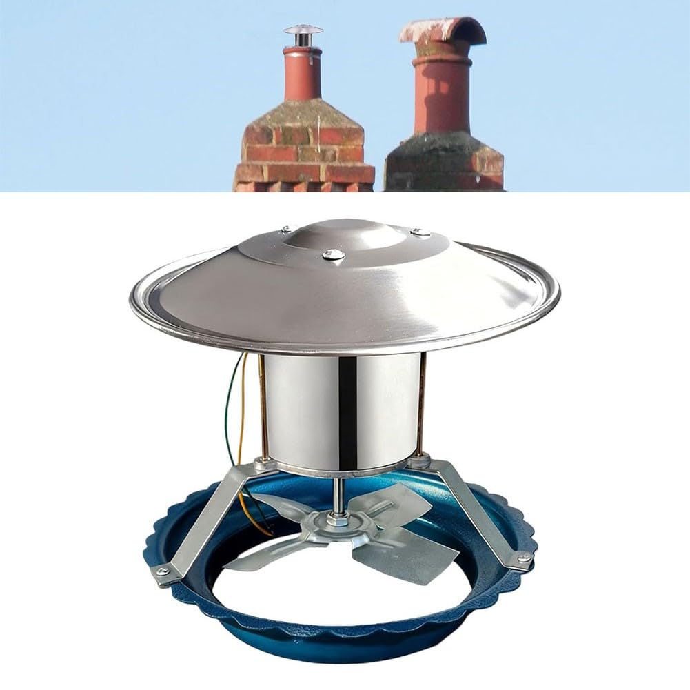 Ventilatore per camino, ventola di scarico per stufa a legna, 120 W, silenzioso, in acciaio inox, facile da installare, per caldaia, forno