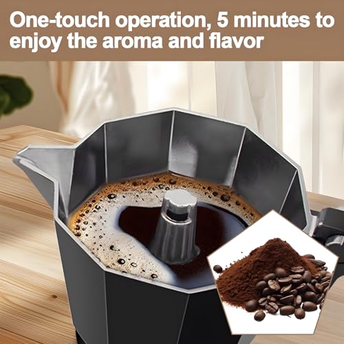 Image of Aluminum Electric Moka Pot 3-6 Cup 270ml Express Coffee Maker Stovetop Espresso Portable Coffeemaker Italian Classic Brewing Greca Cafe Mocha with Removable Base and Overheating Protection Machine