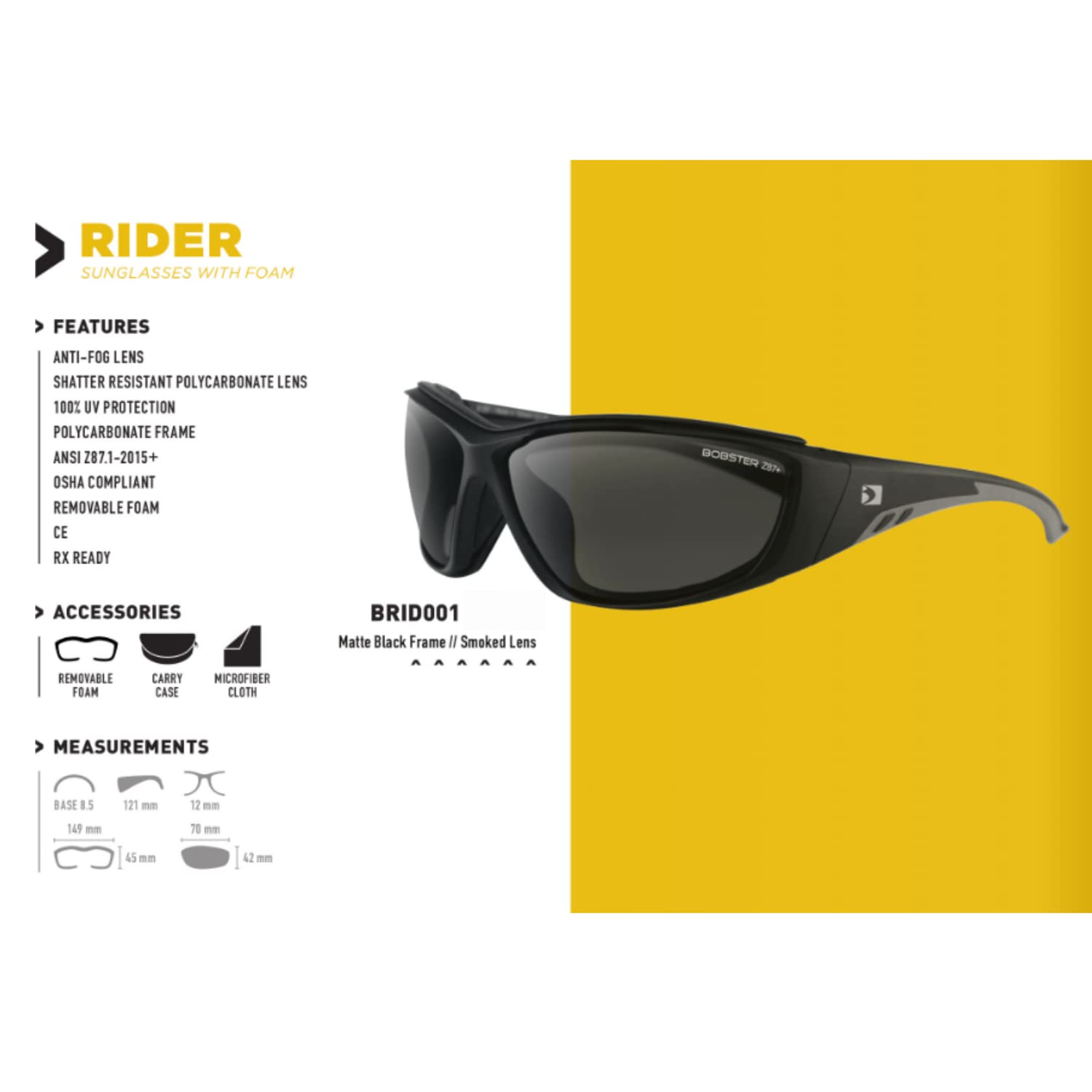Bobster occhiali da sole unisex (nero opaco, taglia unica)