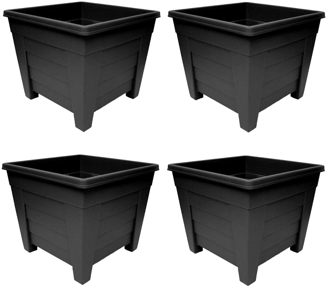 Grosvenor Black 3 X Square Flower Pot - 33 Cm - Ebony