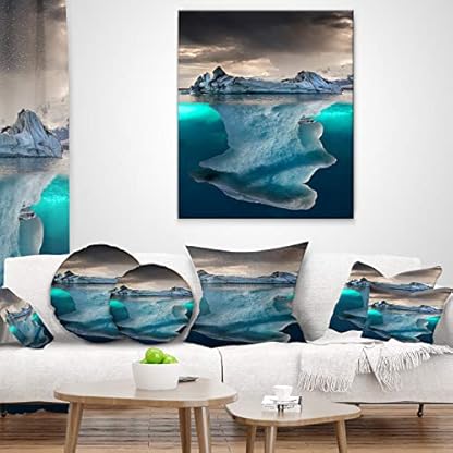 Design Art CU8817-26-26 Großes Kissen und Kissenbezug mit Meereslandschaft von Iceberg im Meer, für Wohnzimmer, Sofa Dekokissen, Polyester, 26 in. x 26 in – Bild 4