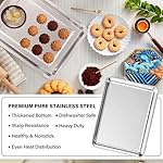 Set of 3 Baking Sheet, Stainless Steel Cookie Sheet Baking Sheet Pan, 9/12/16 Inch Cookie Tray Pans for Baking, Non Toxic & Easy Clean