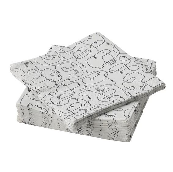 ledieu® VARFEST Paper Napkin , Patterned / Black / White 24x24 cm (9 ½x9 ½ )
